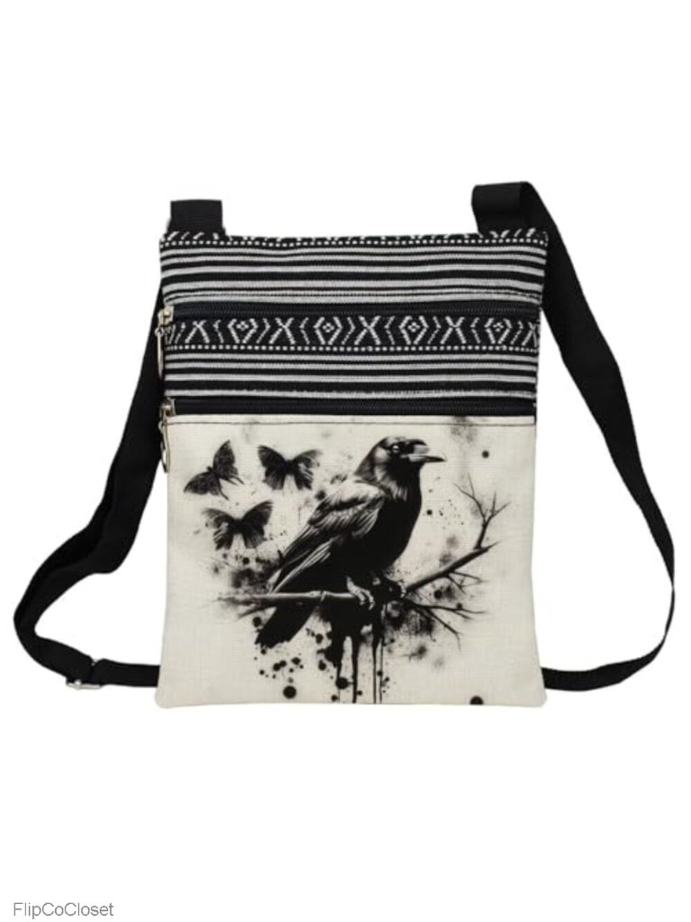 Polyester Ethnic Print Crossbody Bag Adjustable Strap Small